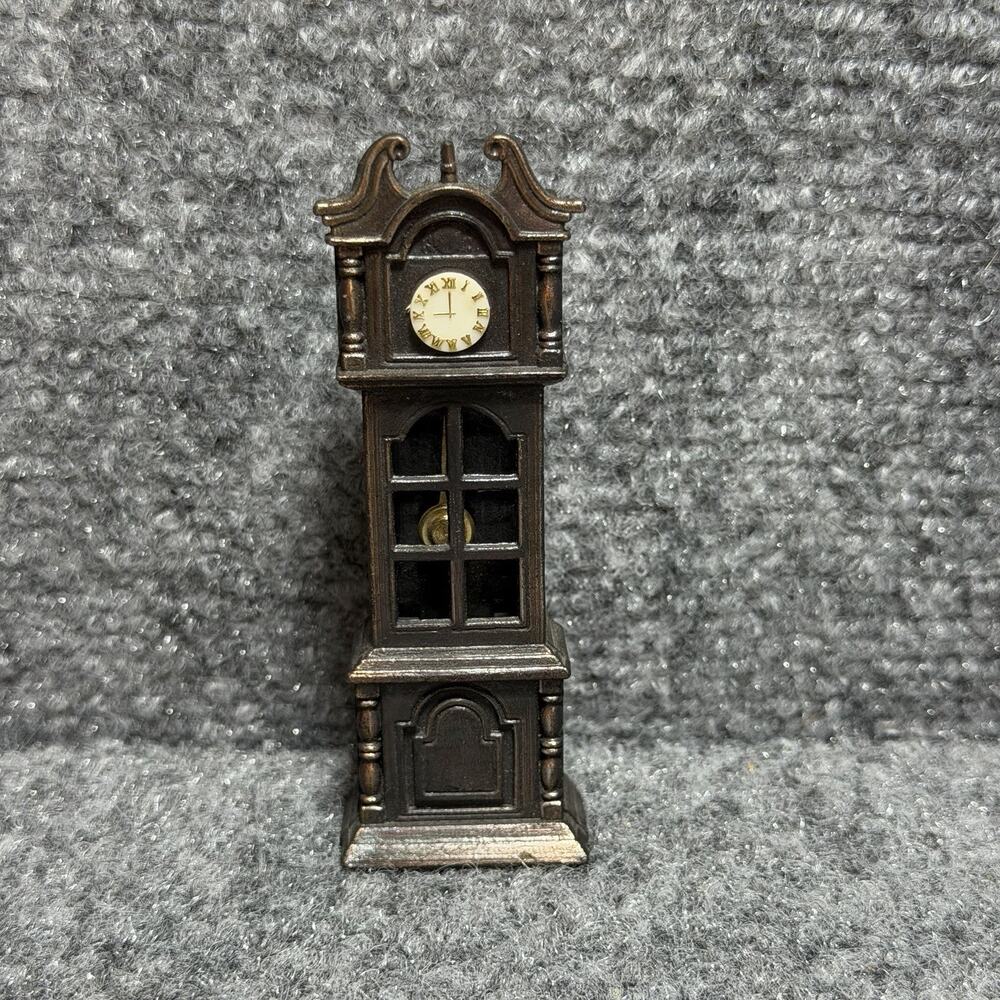 Vintage Diecast Miniature Metal Grandfather Clock Bronze Finish Pencil Sharpener